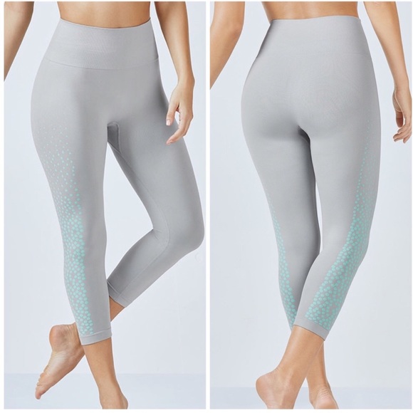 Fabletics Pants - Fabletics • Grey Dot Seamless Cropped Leggings